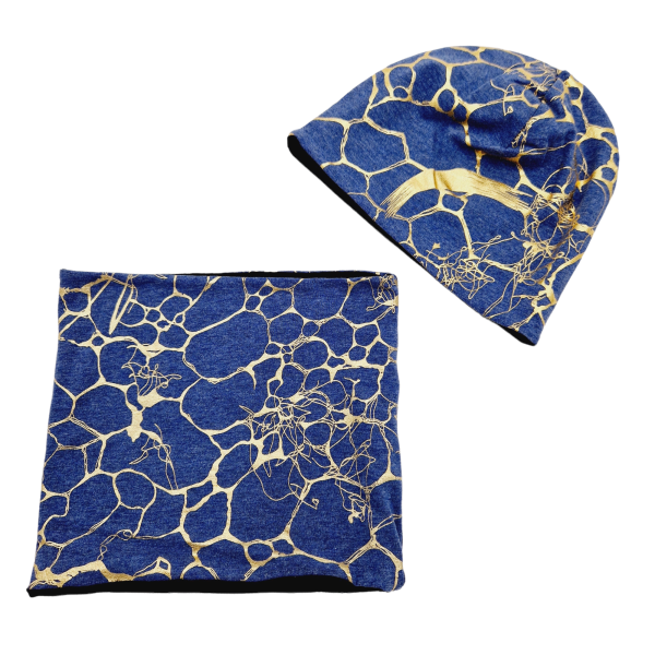 Loop & Mütze Blau / Gold